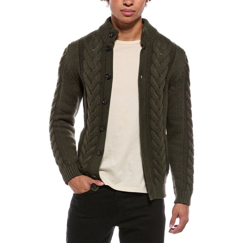 Isaia Mens  Cashmere-Blend Cardigan, Green